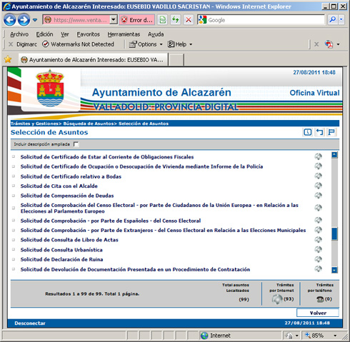 Ventanilla virtual, asuntos (9 asuntos localizados)