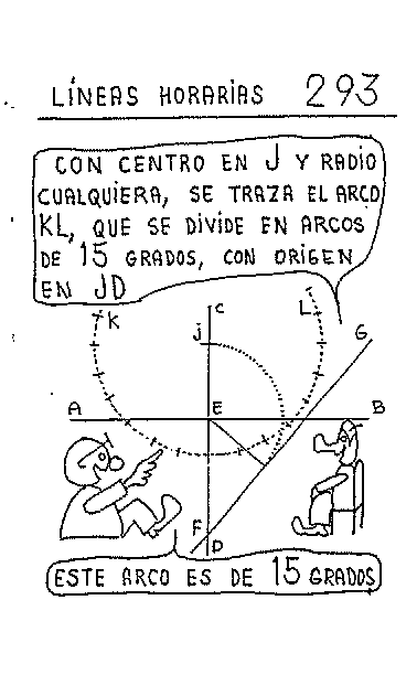 Líneas horarias 06 del reloj vertical declinante a levante
