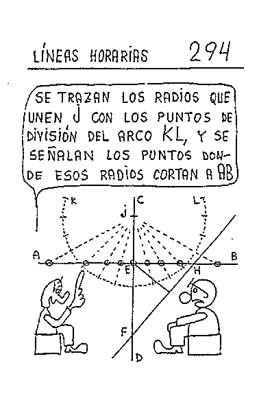 Líneas horarias 07 del reloj vertical declinante a levante
