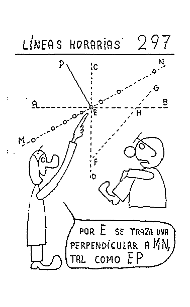 Líneas horarias 10 del reloj vertical declinante a levante