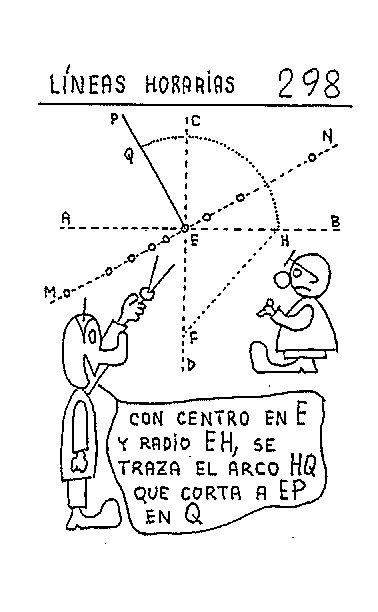 Líneas horarias 11 del reloj vertical declinante a levante