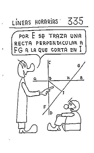 Líneas horarias 04 del reloj vertical declinante a poniente