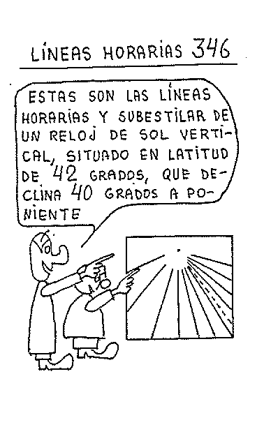 Líneas horarias 15 del reloj vertical declinante a poniente